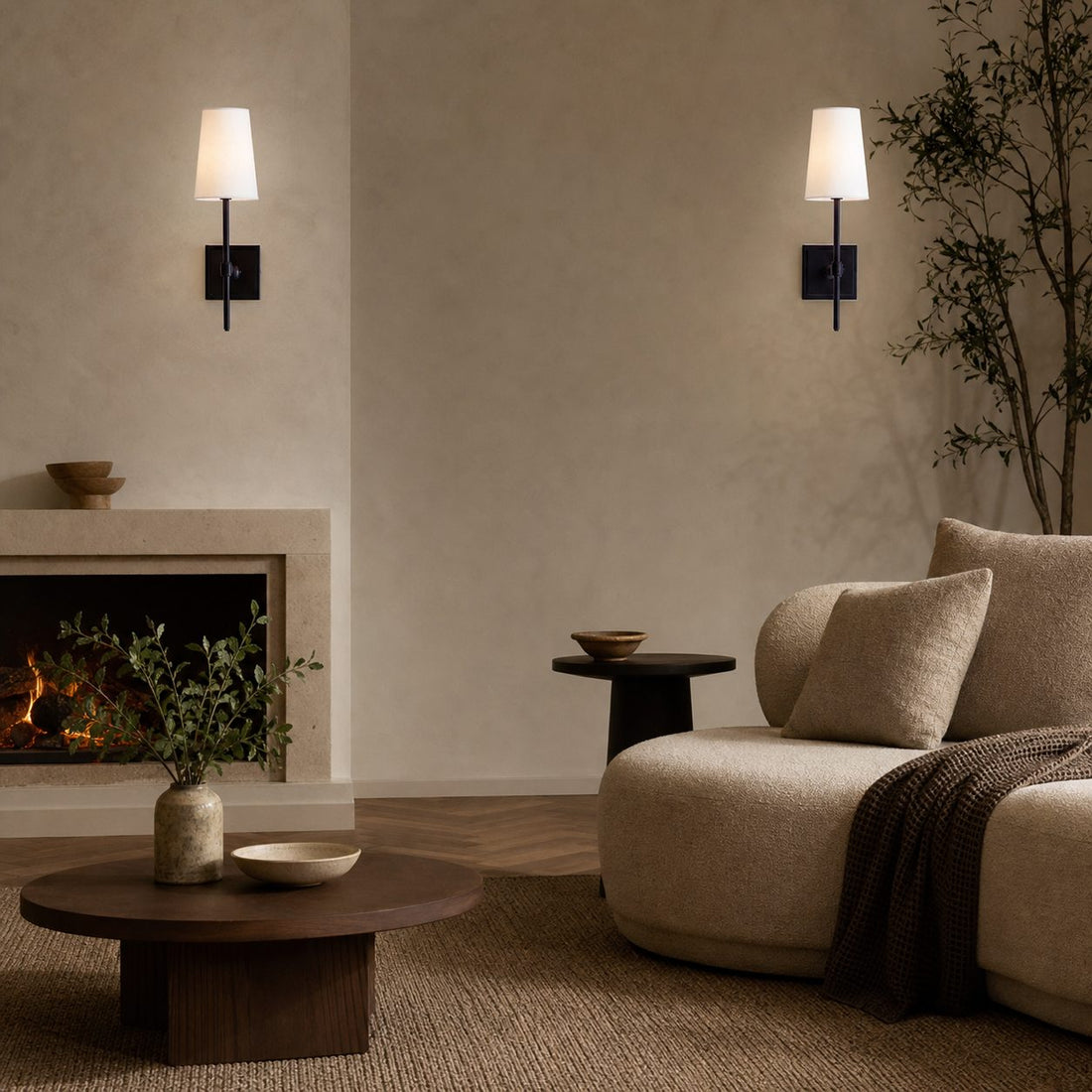 Derlina White Linen Shades Wall Lamp – Retro Metal Multi-Head Lighting Fixture