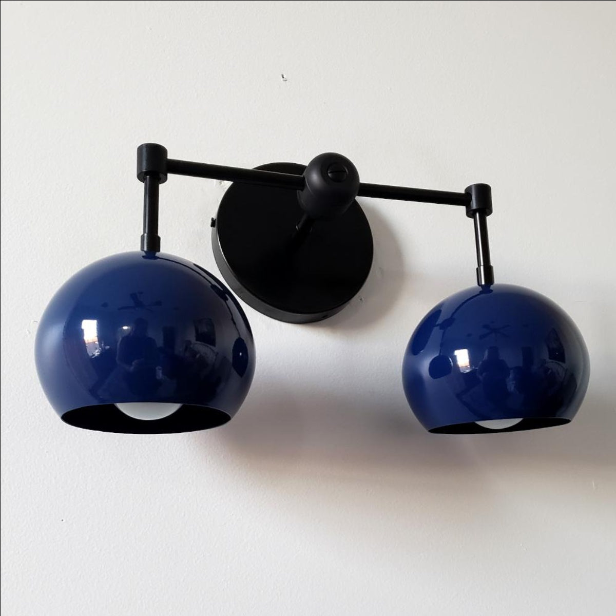 Navy Wall Light - Double Ball Bath Vanity Mirror Wall Sconce