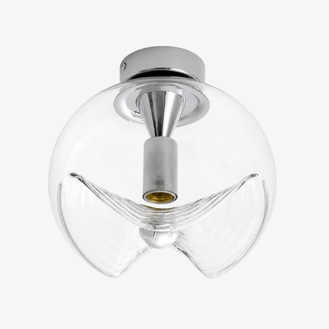 Chrome and Clear Luma sculpted glass ceiling light