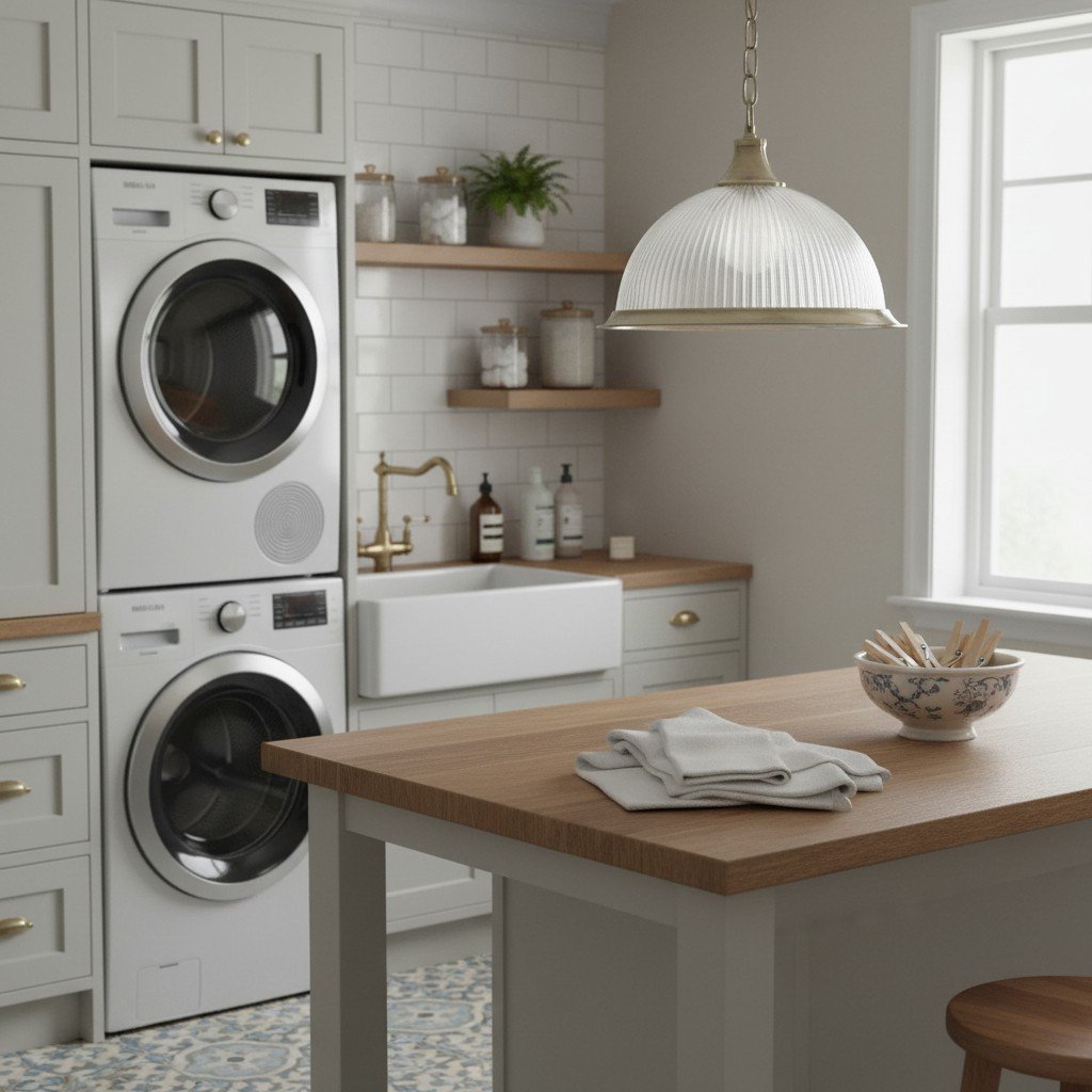 TF Vintora Ribbed Glass Pendant Light – Elegant Metal Trim for Kitchens, Dining Areas and Hallways