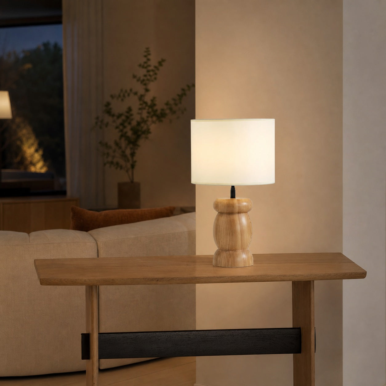 Pebble Wood Table Lamp