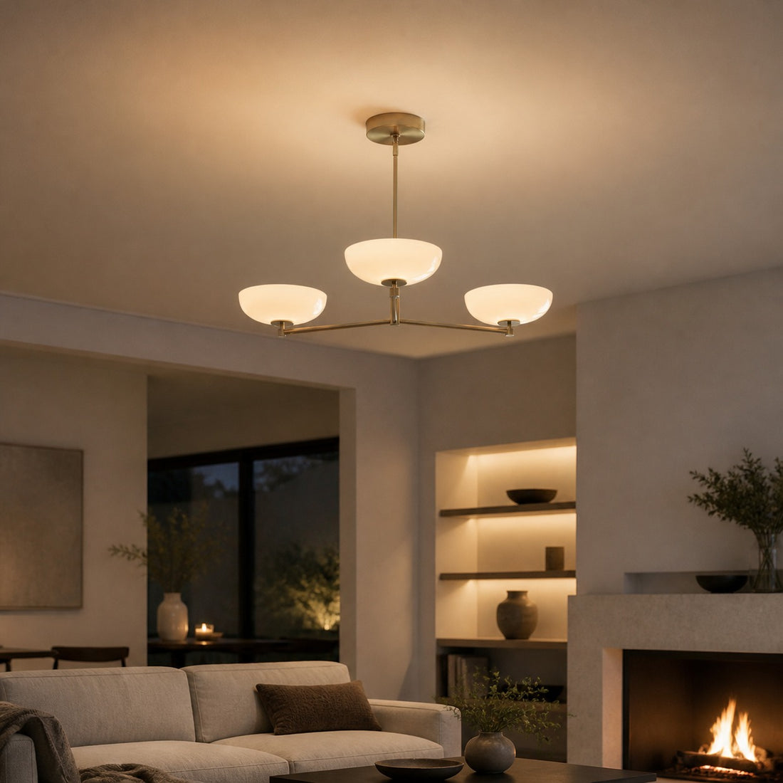Vega Glass Mid-Century Modern Globe Chandelier with Glass Shades for Dining Room and Kitchen Island