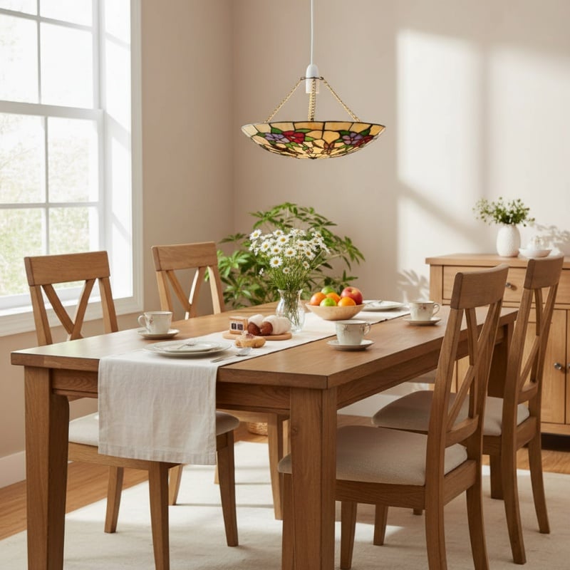 TF Butterfly Pendant Lamp - Decorative Stained Glass Pendant Light for Bedroom or Entryway