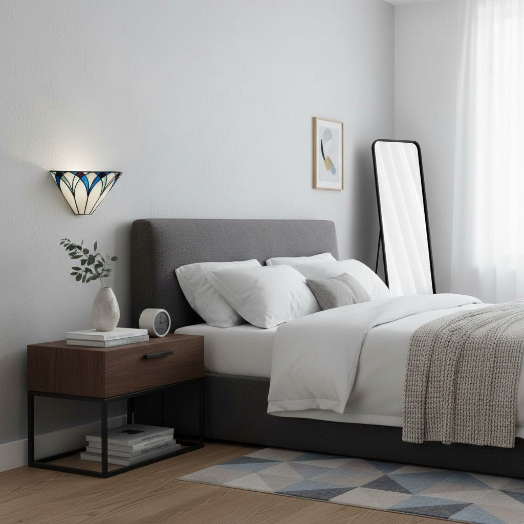 TF Allanton Stained Wall Lamp – Vintage Art Deco Style Metal for Living Rooms and Hallways