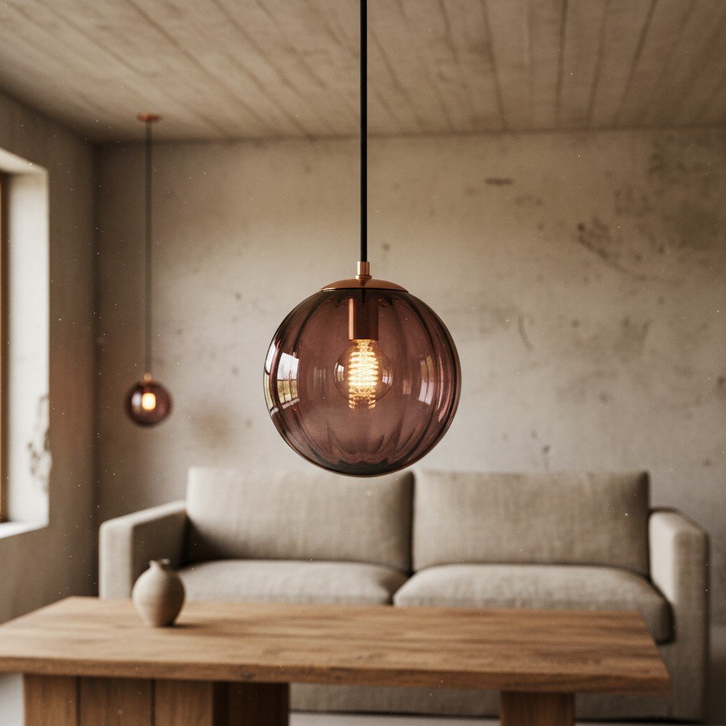 Lunorie Iron Metal Glass Globe Pendant Light - Sculpted Adjustable Pendant for Dining Spaces