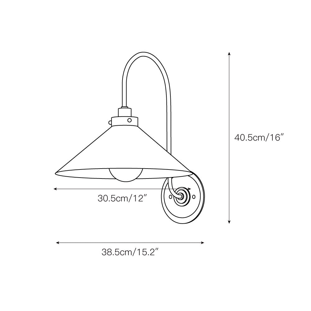 Ivoran Brass Gooseneck Wall Sconce - Curved Arm Dome Shade Light for Bedroom and Hallway