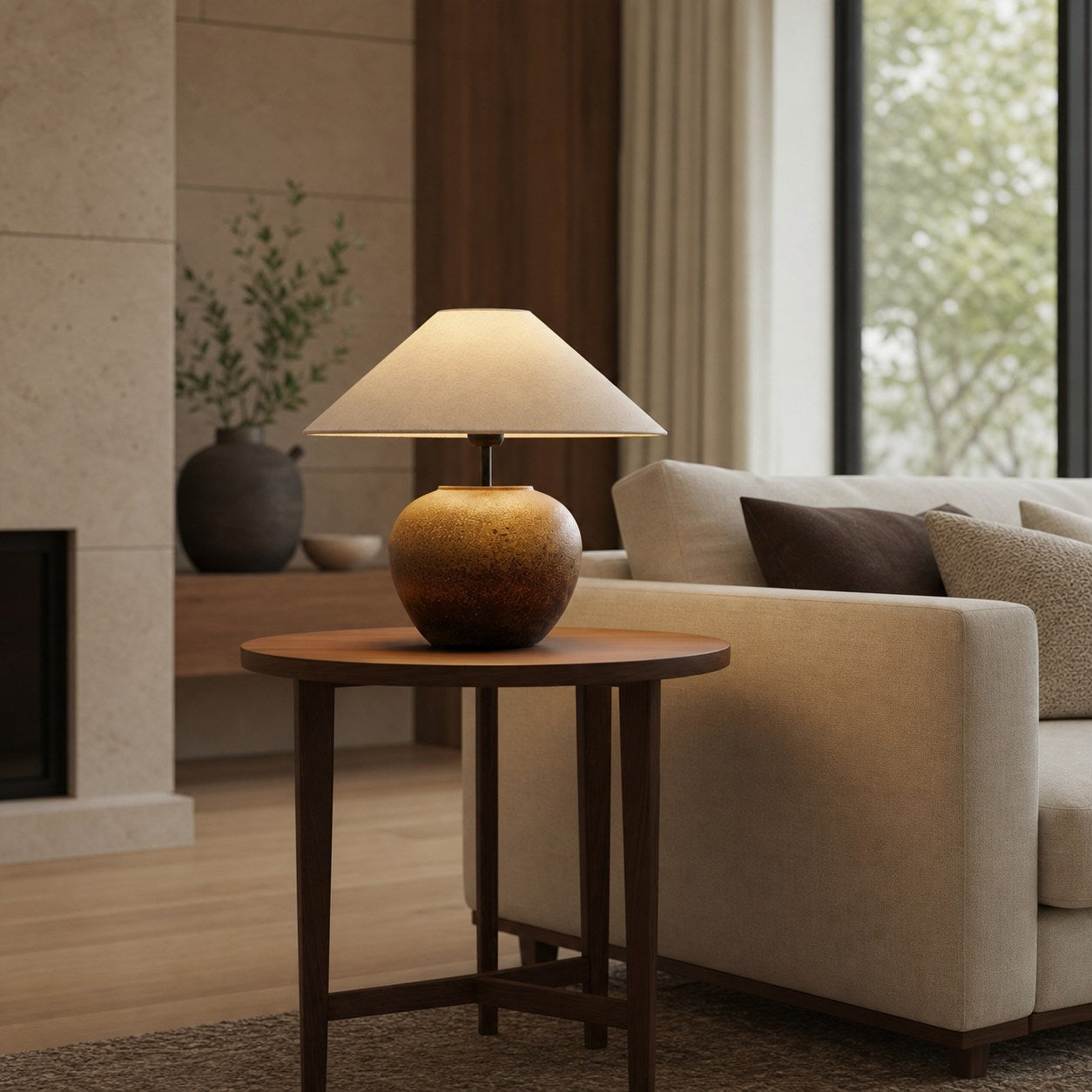 Ceravine Ceramic Table Lamp – Elegant Ceramic Base with Fabric Shade for Bedroom or Living Room