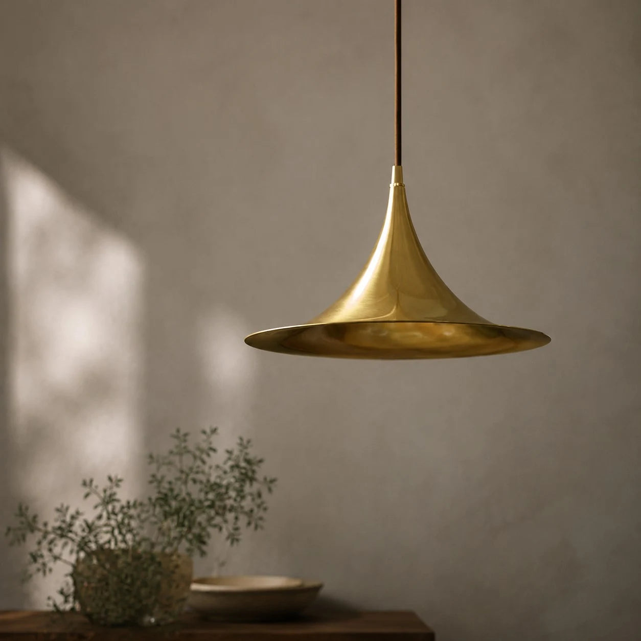 Brushed Brass Umbrella Pendant Light
