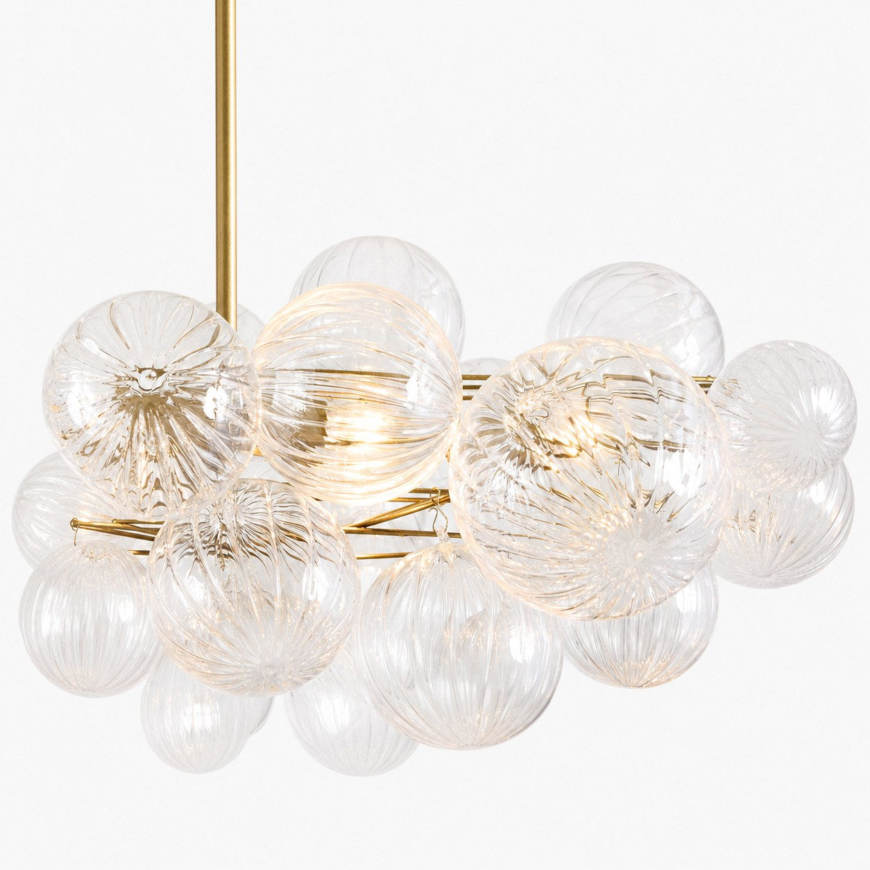 Bravira Glass Bubbled Chandelier - Vintage Brass Oval Glass Lighting