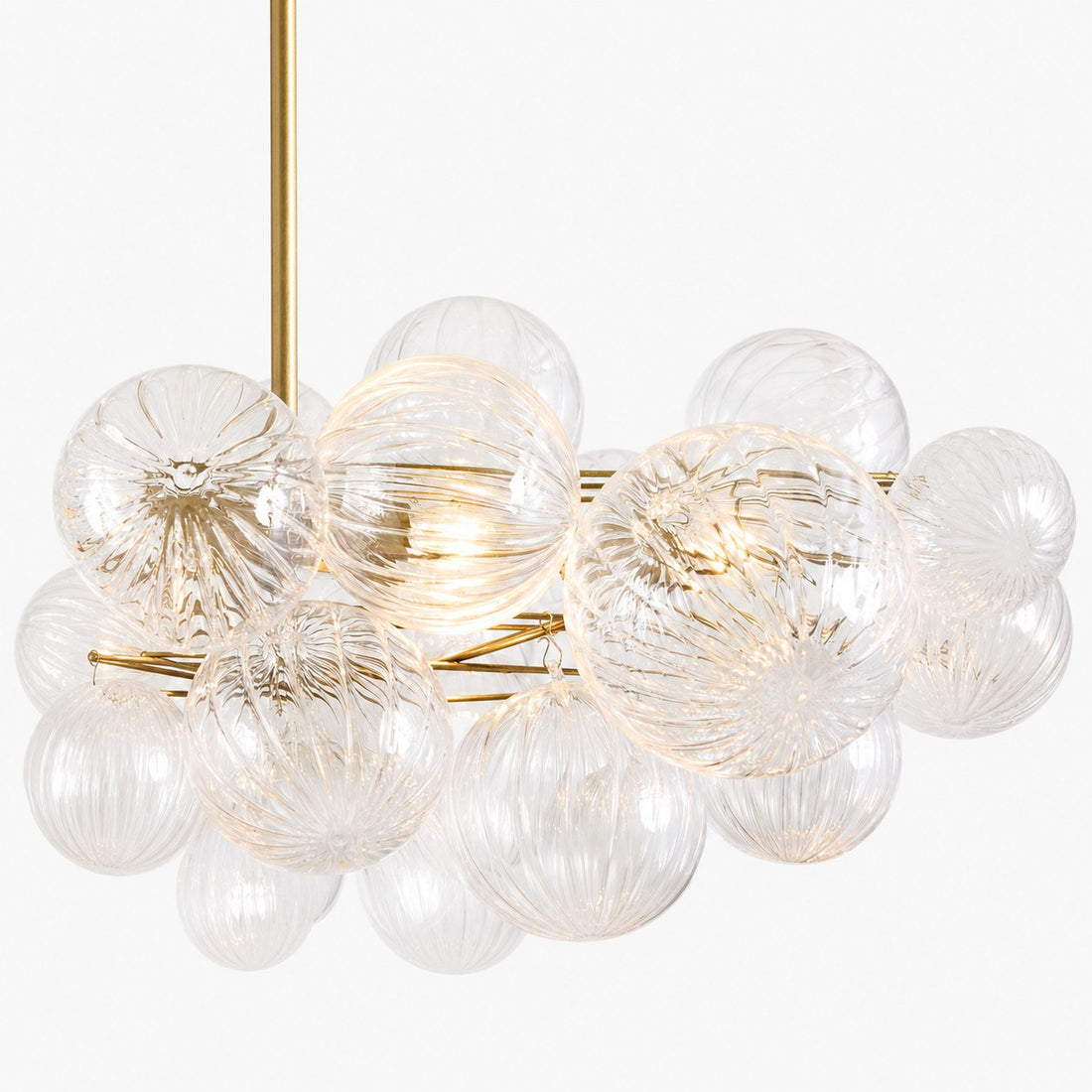 Bravira Glass Bubbled Chandelier - Vintage Brass Oval Glass Lighting