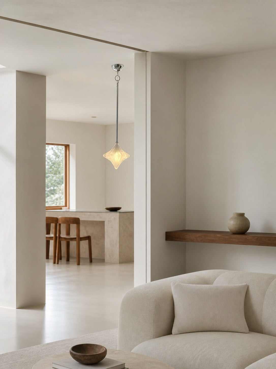 Art Deco Astris Elara Star Pendant Light – Frosted Glass Pendant with Geometric Style