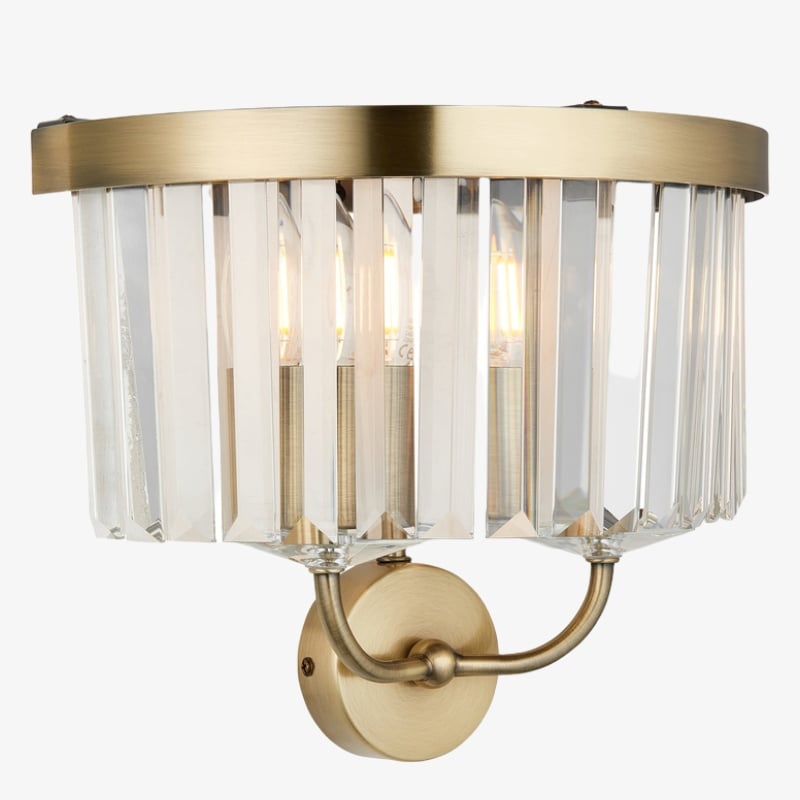 Beveline Faceted Clear Cut Glass Wall Light - Classic metal sconce for hallway and living room