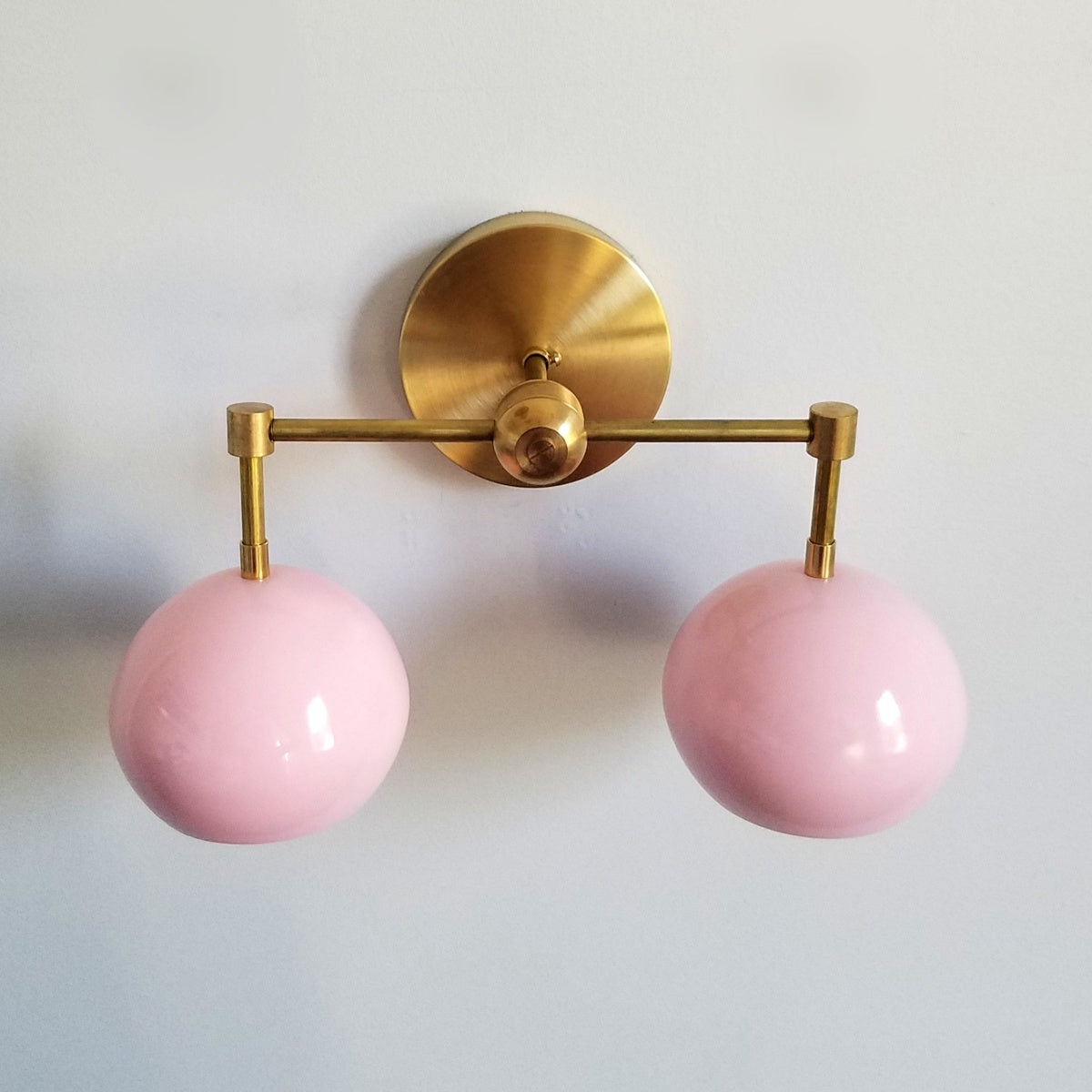 Doll Pink Wall Sconce - Double Head Globe-shaped Bath Wall Light