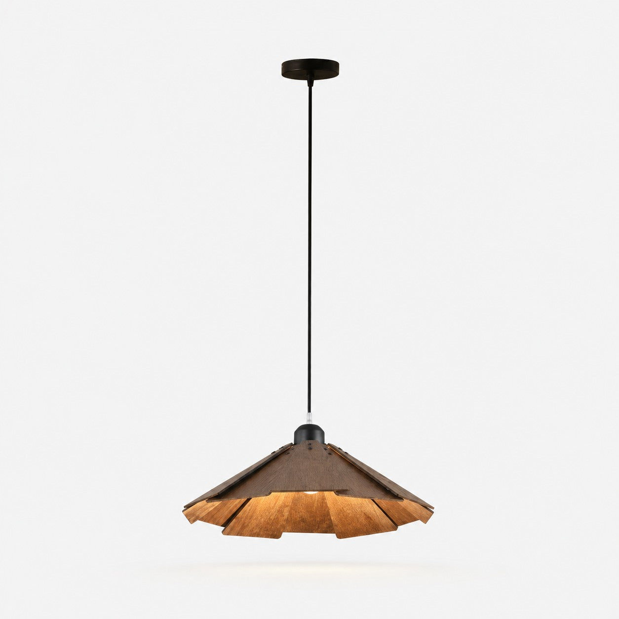Walnut B style 35cm wooden pendant light
