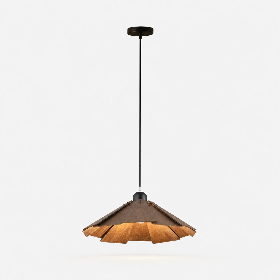 Walnut B style 35cm wooden pendant light