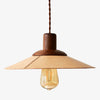 Natural leather and dark walnut wood pendant lamp