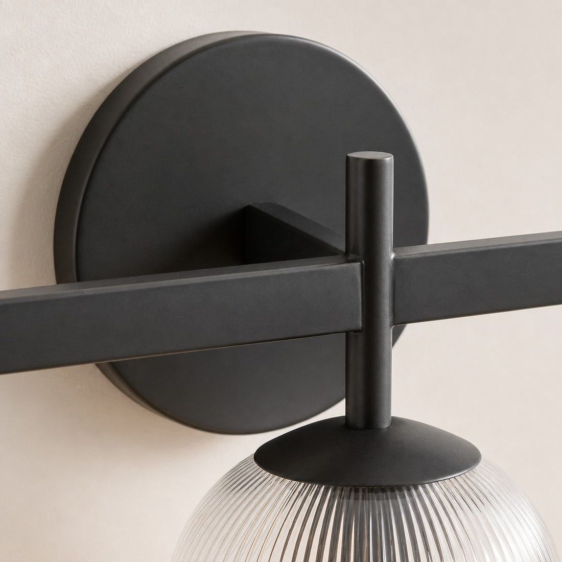 Bravira Ribbed Glass Sconce - Metal Wall Light with Clear Glass Shade
