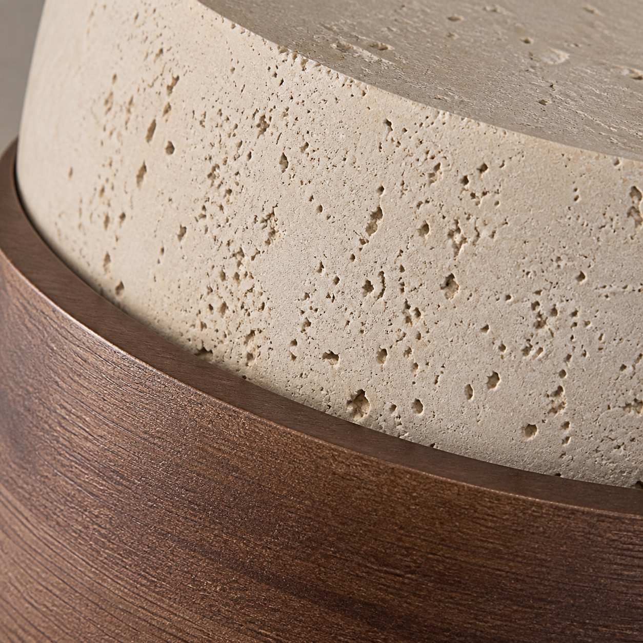 Stonel Contemporary Travertine Cylinder Pendant Lamp with Wood Frame U14