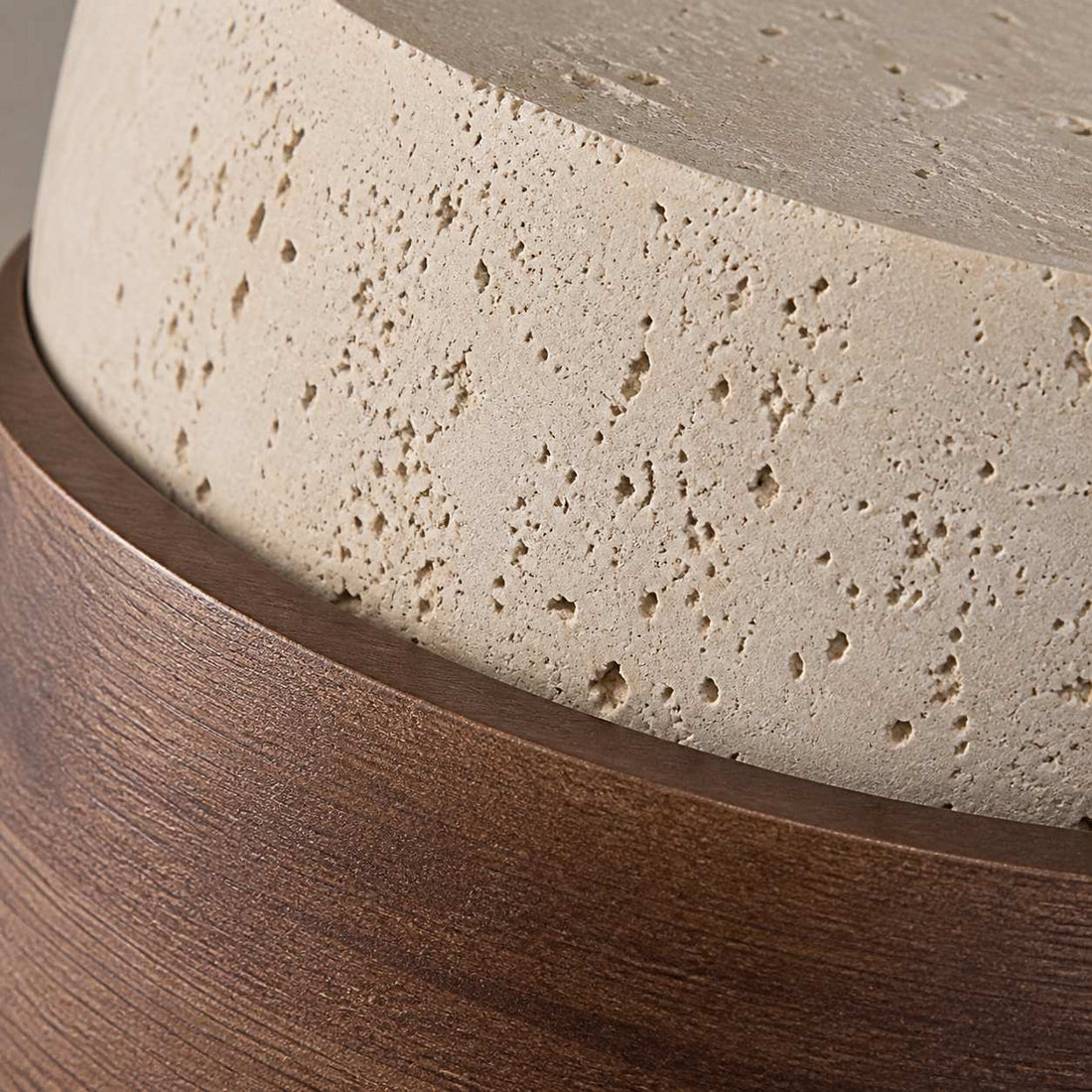 Stonel Contemporary Travertine Cylinder Pendant Lamp with Wood Frame U14