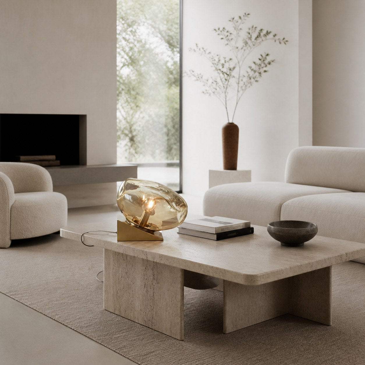 Glissora Glass Table Lamp – Soft Sculptural Glass Form for Living Room or Bedroom
