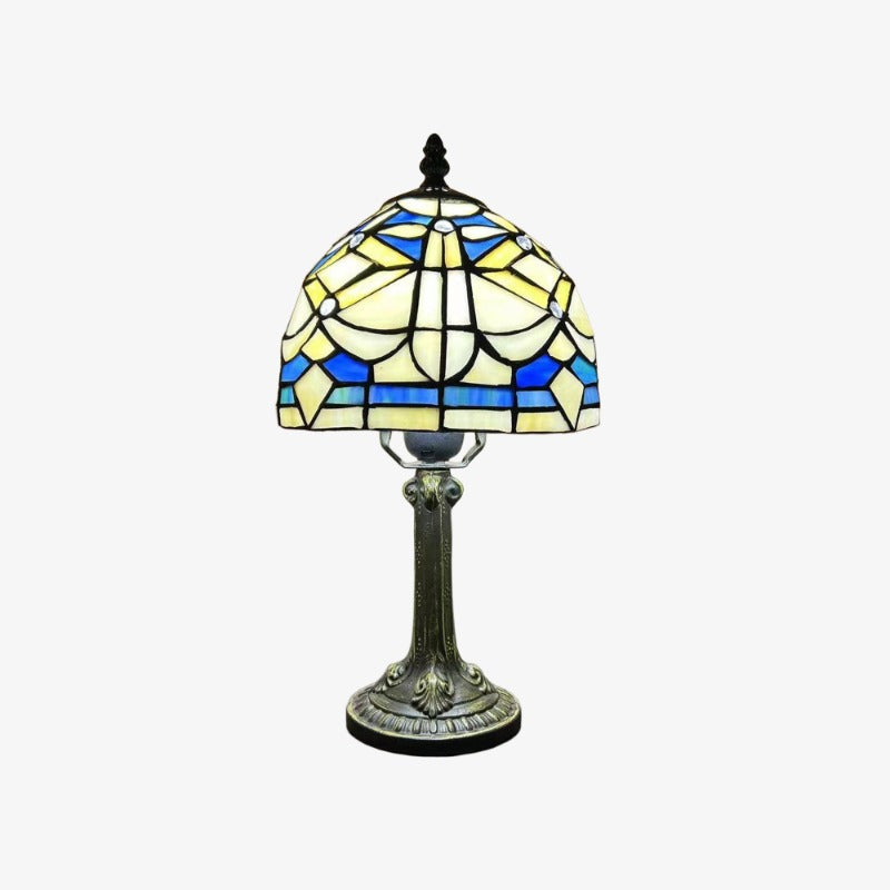 Virelle Traditional Tiffany Table Lamp - Colorful Stained Glass Dome Desk Light for Bedroom