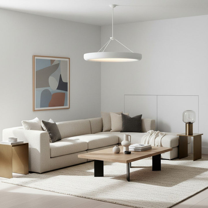 Plara Plaster-Texture Halo Chandelier – Modern Ring Ceiling Lamp for Living & Dining