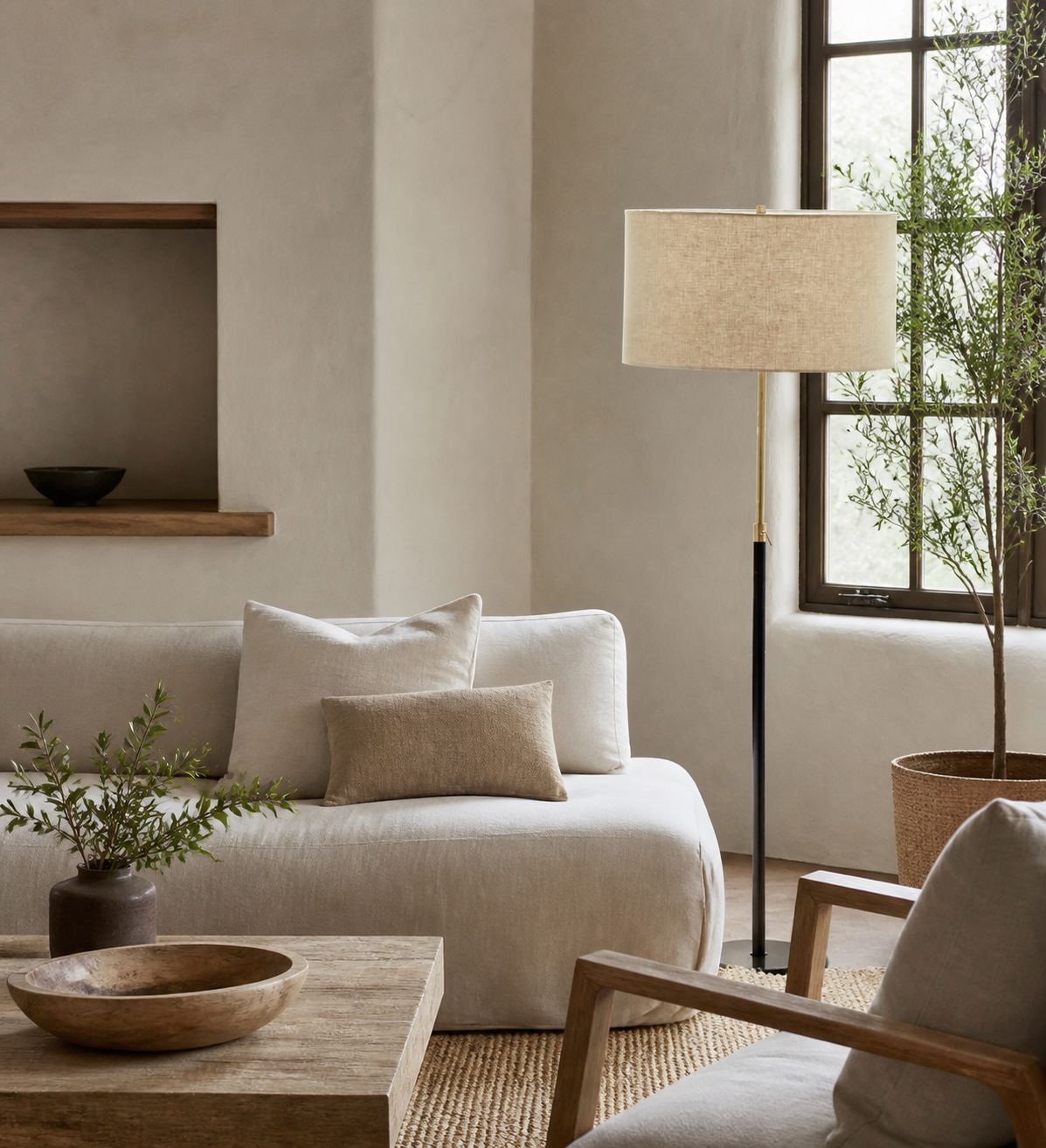 Mavora Adjustable Floor Lamp - Modern Telescoping Light with Linen Shade for Reading