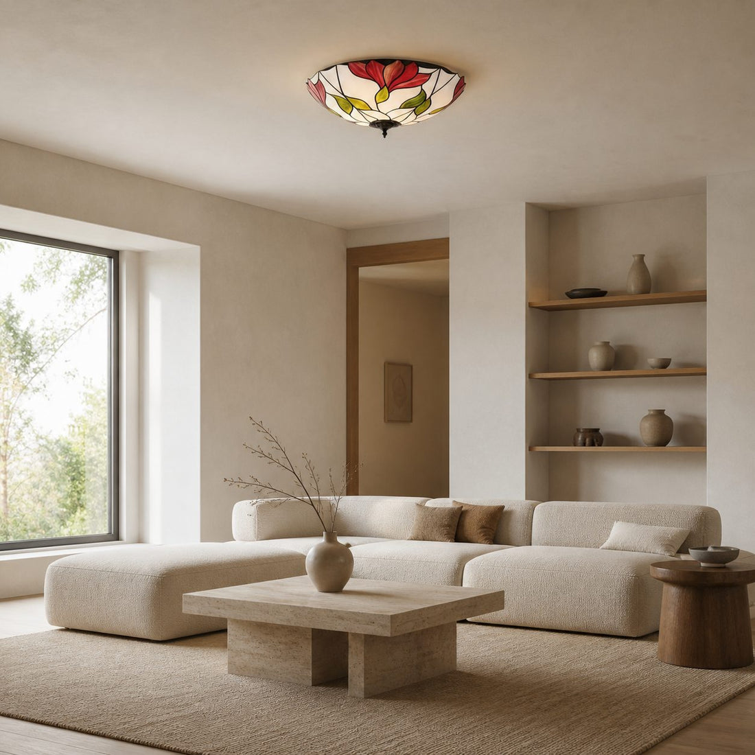 TF Botanica Floral Glass Ceiling & Pendant Lighting - Art Glass Style Fixture for Rooms