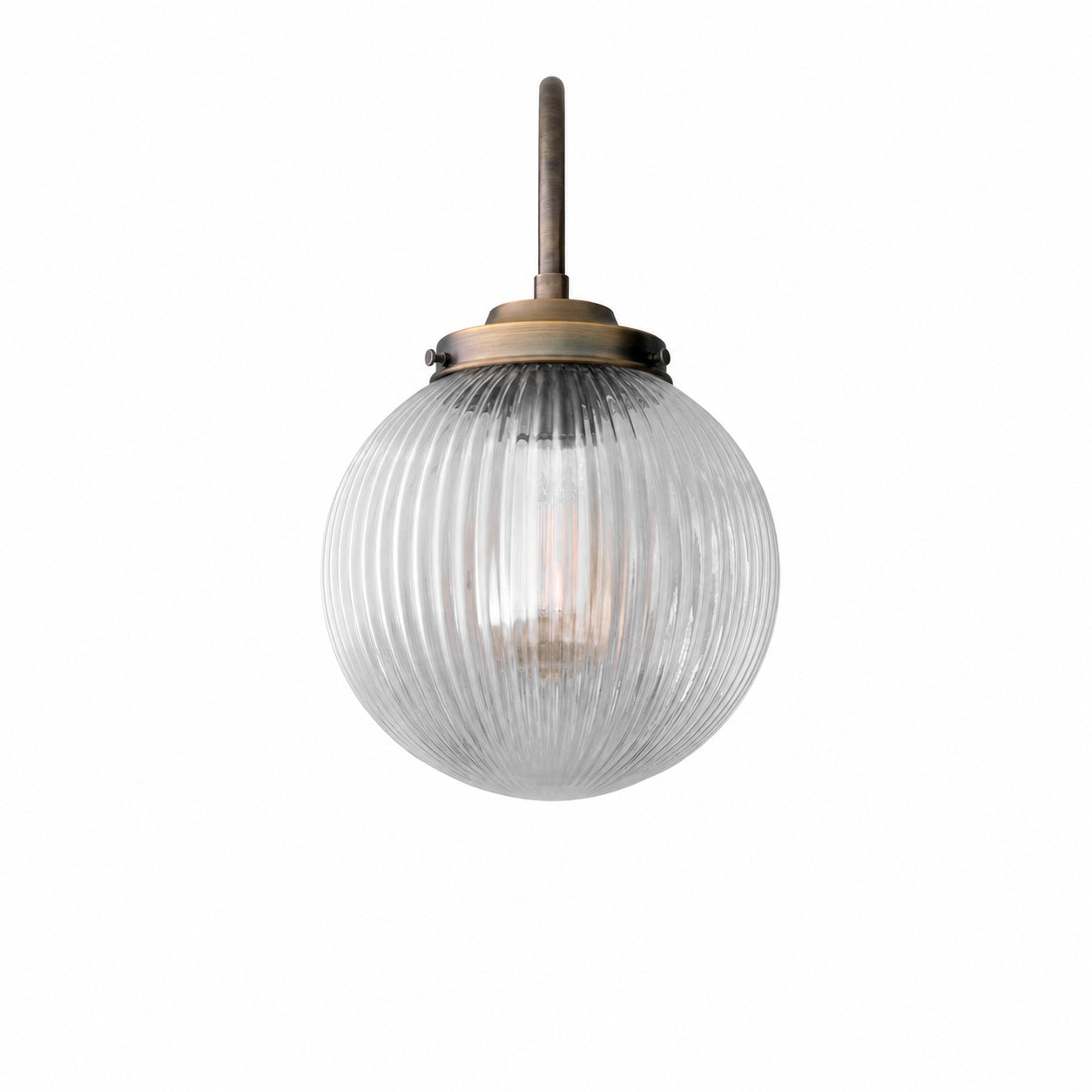 Glorica Glass Aged Brass Wall Sconce - Ribbed Glass Shade Industrial Style Lighting