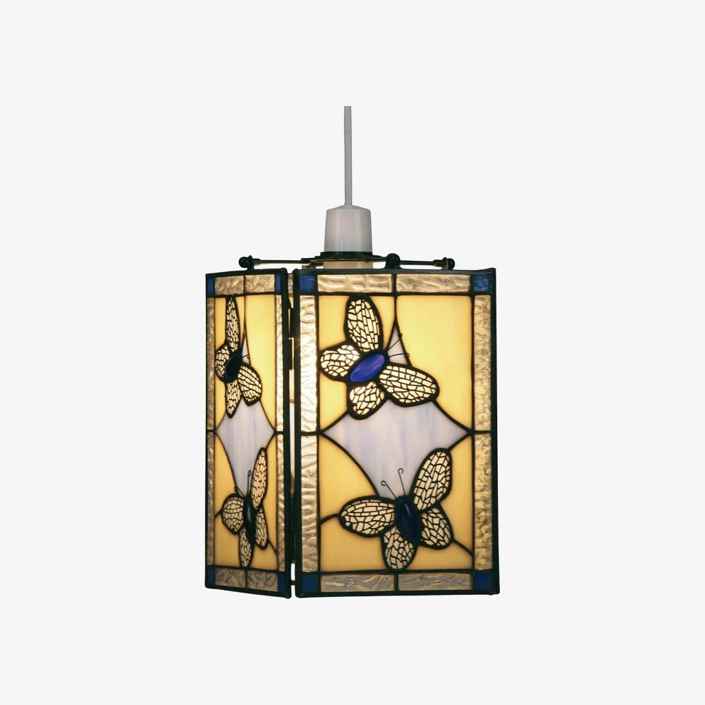 TF Butterfly Pendant Lamp - Artistic Stained Glass Pendant Light for Living Room or Bedroom