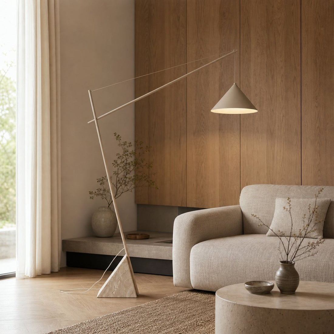 Grande Travertine Floor Lamp