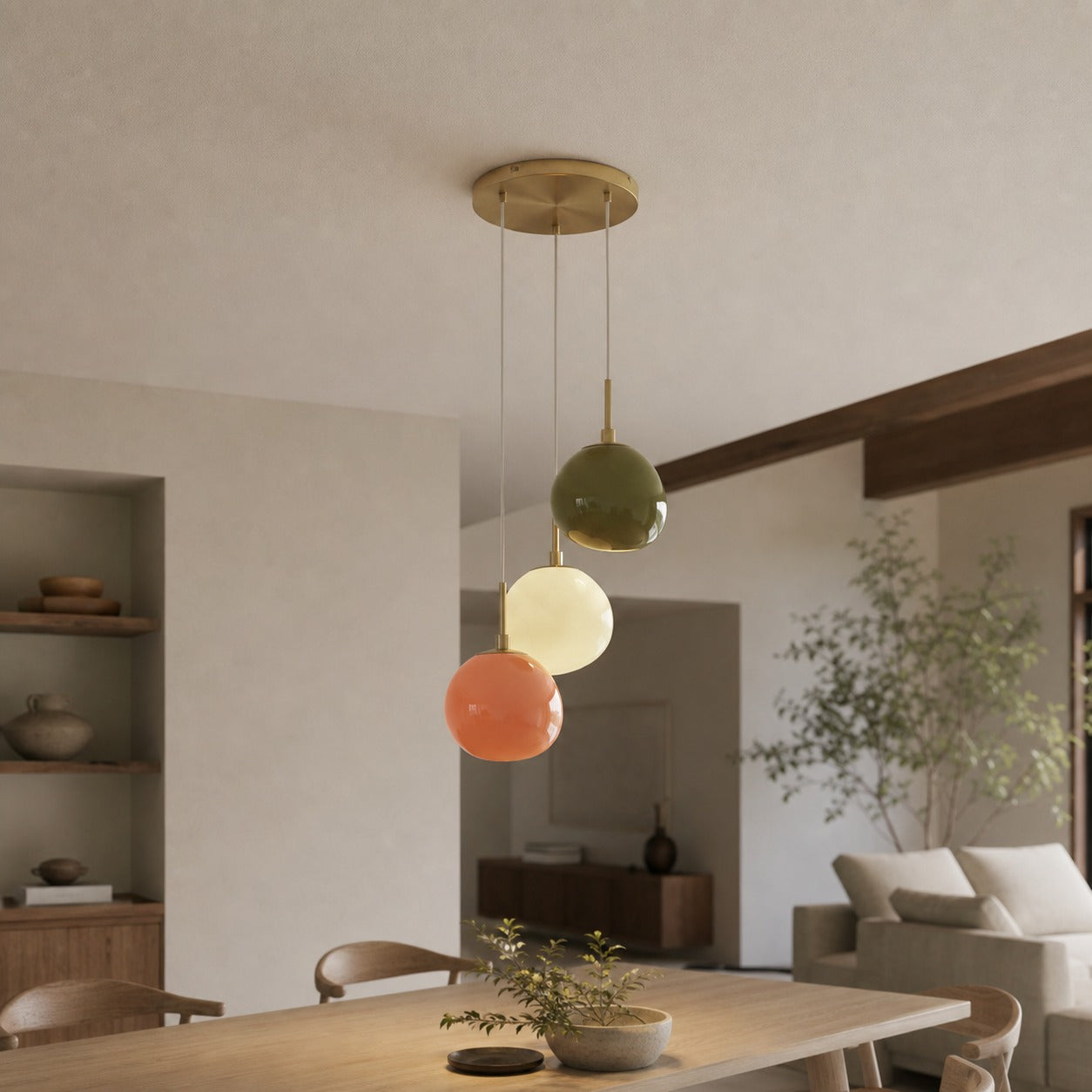 Multi-Shade Opal Glass Pendant - Cluster Hanging Lamp
