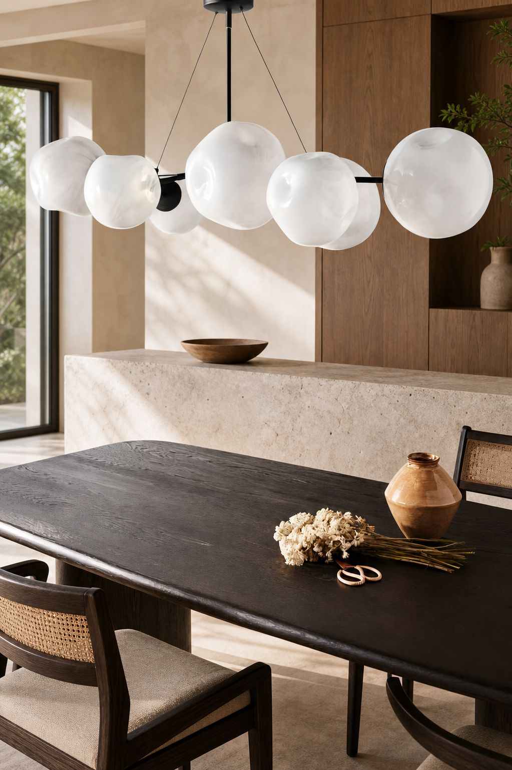 Pawrior Multi-head Organic Glass Spherical Chandelier - Modern Cloud Design Branch Light