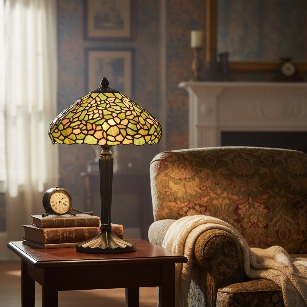 TF Sorenia Table Lamp – Warm Stained-Glass Floral Art-style Lamp for Living Room or Bedroom