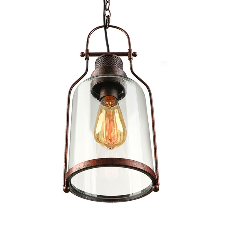 Black Bell Jar Cylinder Glass Pendant Light – Rustic Industrial Design
