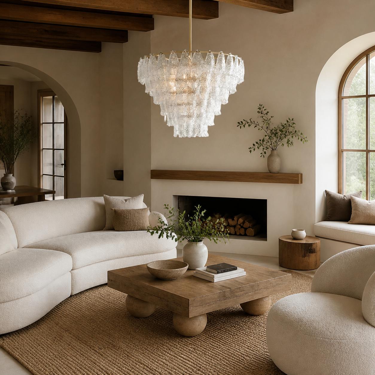 Lumvey Glass Round Chandelier - Elegant Pendant Light for Dining Room and Living Room