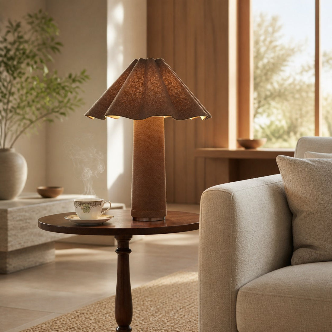 Weavara Contemporary Accent Table Lamp – Fabric‑Covered Decorative Lighting for Living Space or Office