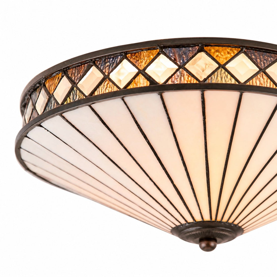 TF Fargo Geometric Flush Mount Light — Handcrafted Art Deco Stained Glass Lamp for Entryway