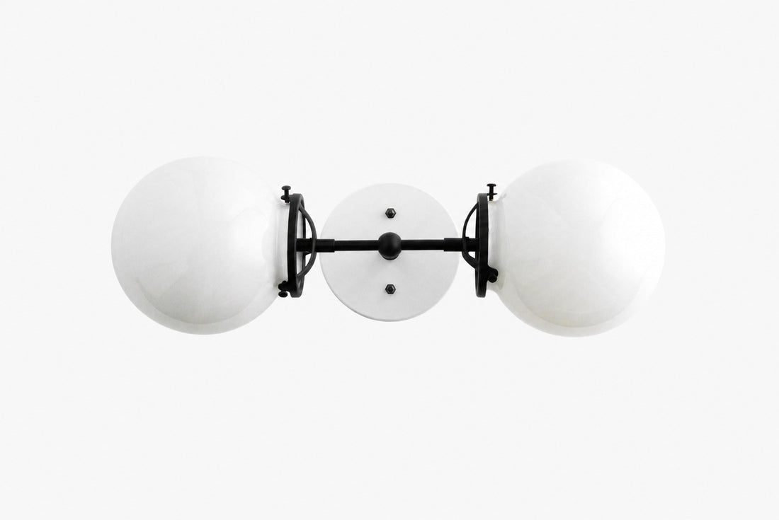 Lumio Globe Art Deco Vanity Light -  Opal Globe Bathroom Sconce