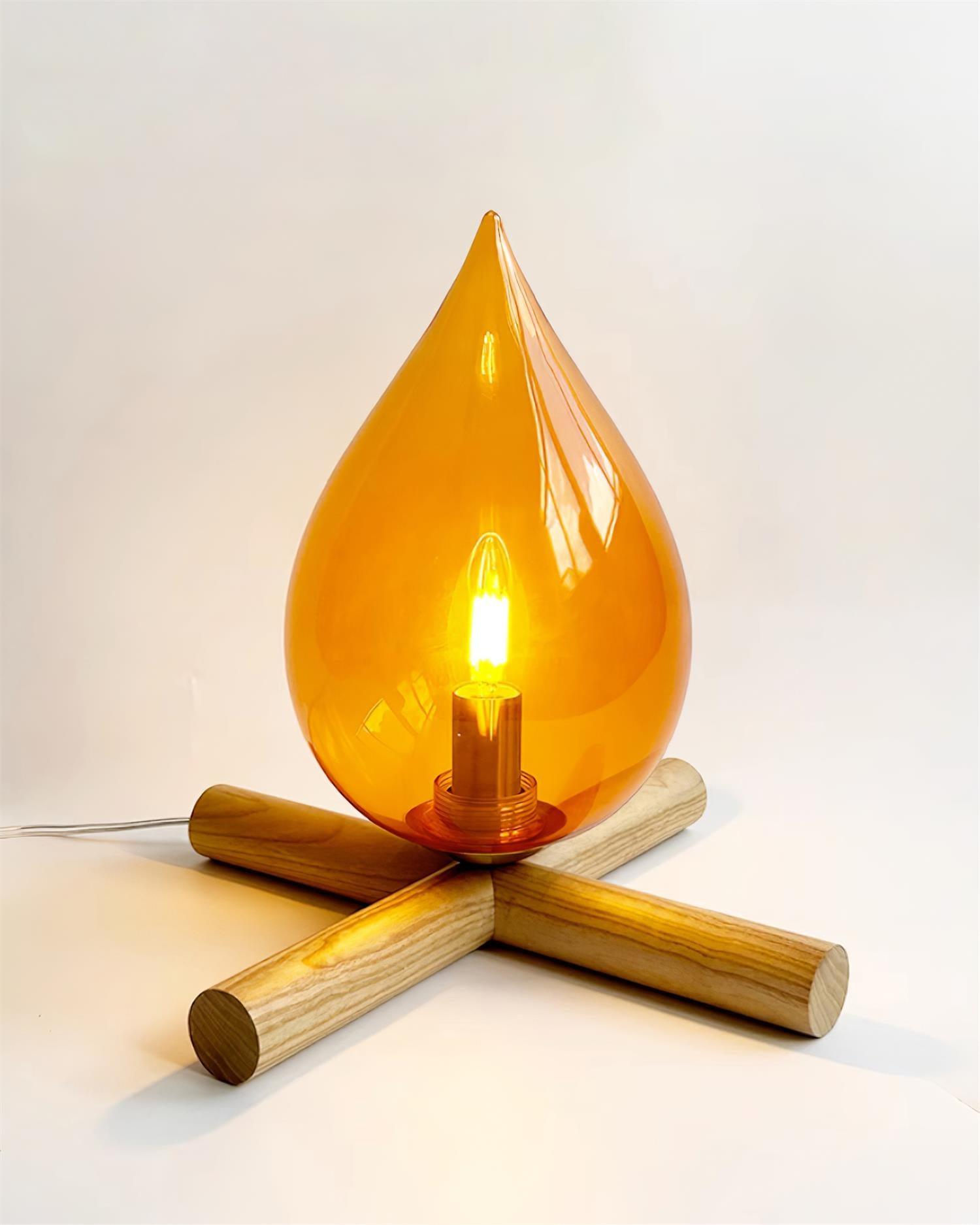 Firewood Stack Flame Table Lamp