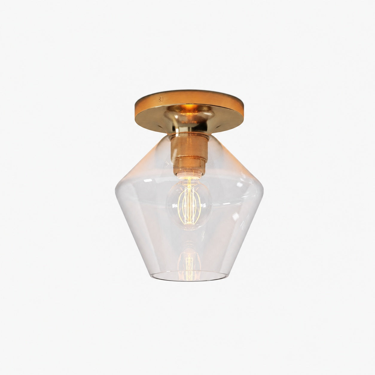 Merin Minimalist Sleek Geometric Glass Flushmount Light