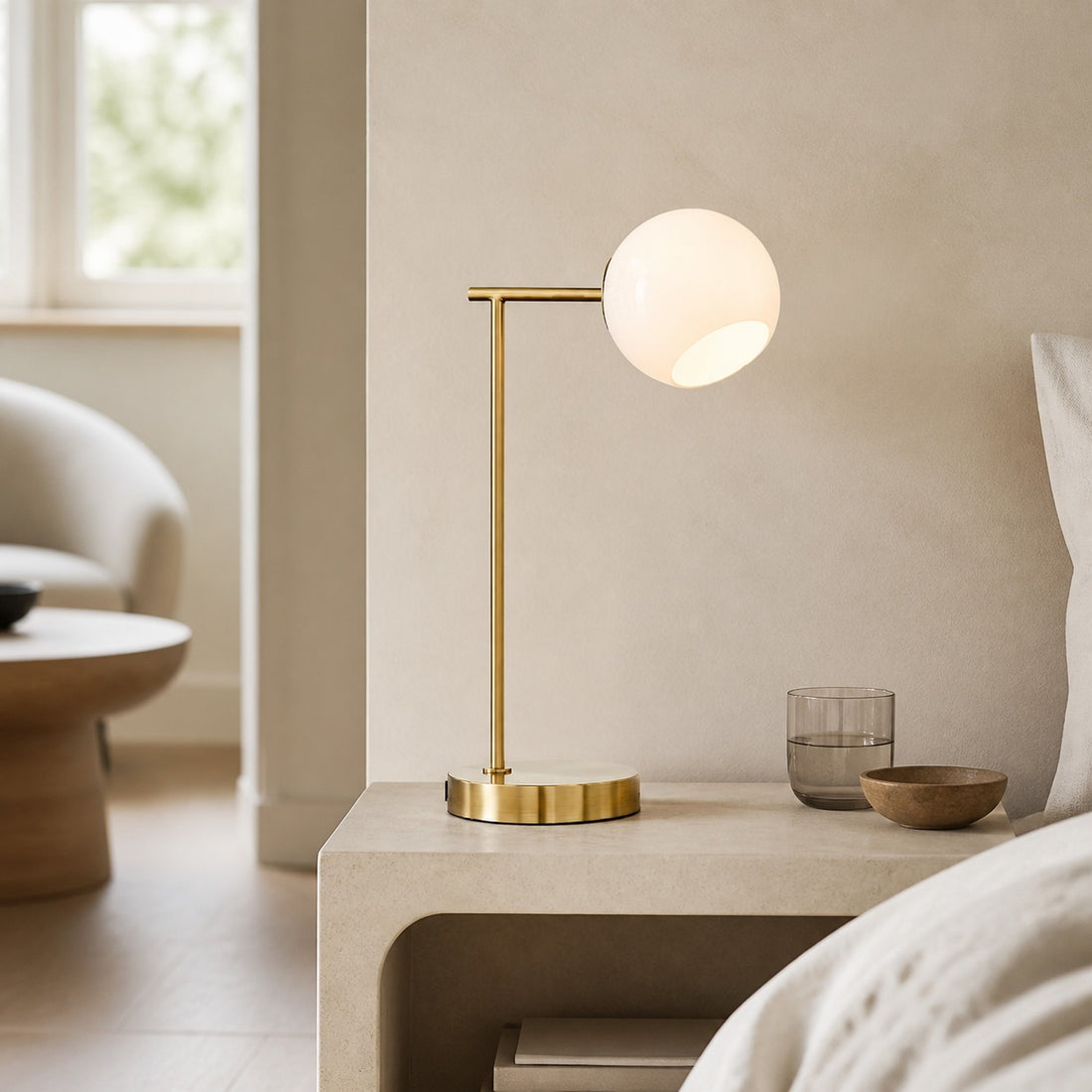 Brina Glass USB Table Lamp - Modern Bedside Desk Light with Style