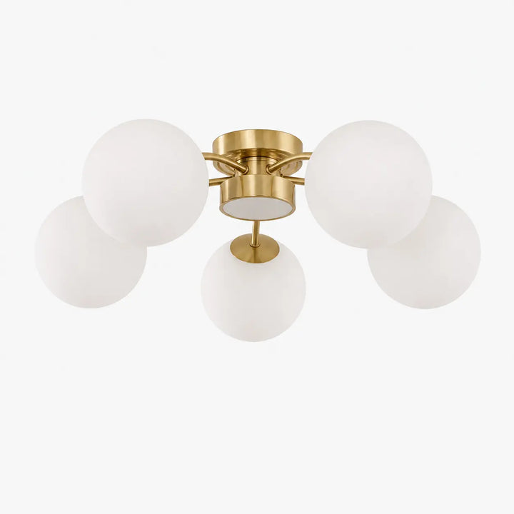 Solid Brass Glass Globe LED Flush Mount Ceiling Light