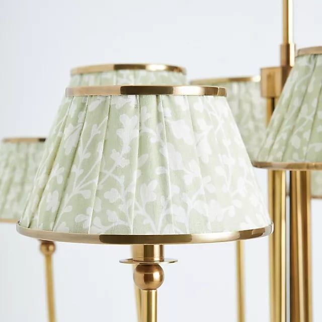 Ruchee Chandelier – Layered Fabric Shade Brass Ceiling Light for Dining or Living Spaces