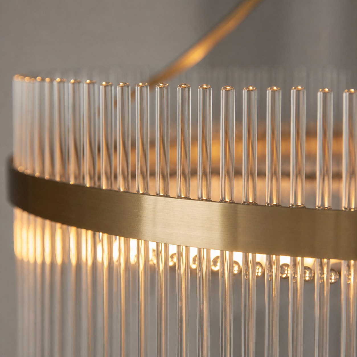 Elegant Glass Rods 3 Light Pendant Light - Vintage Brass Finish
