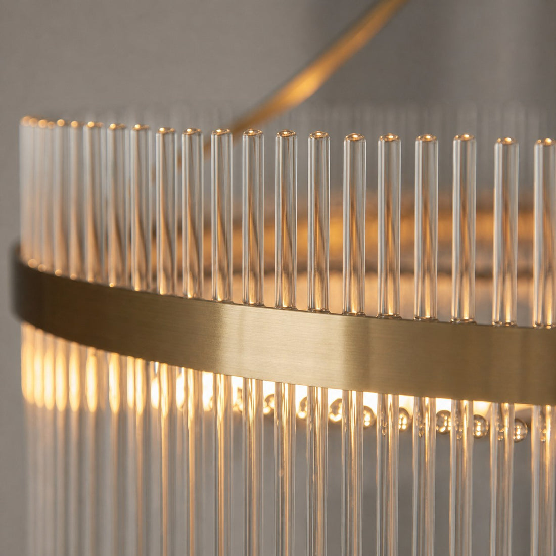 Elegant Glass Rods 3 Light Pendant Light - Vintage Brass Finish