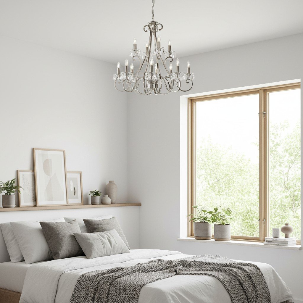 Talonis Crystal Chandelier - Traditional Candle-Style Brass and Nickel for Living Room and Dining Room