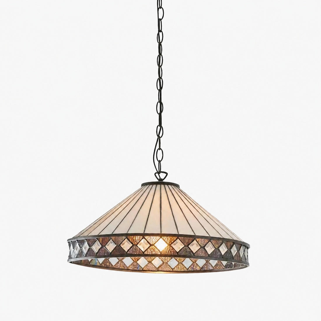 TF Fargo Pendant Light - Tiffany Style Lighting with an Art Deco Shade and Adjustable Chain