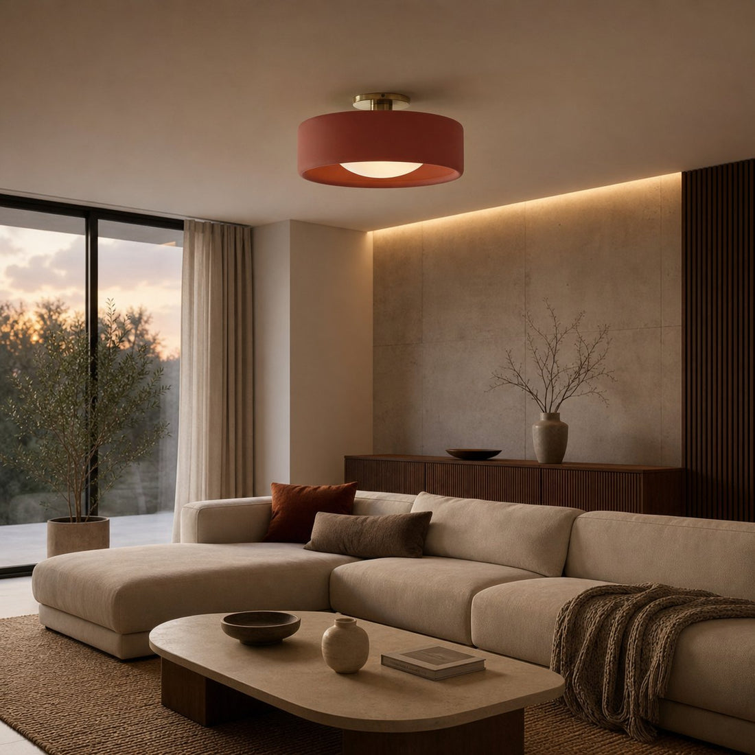 Cerova Modern Porcelain Flush Mount Ceiling Light– Elegant Ivory Shade