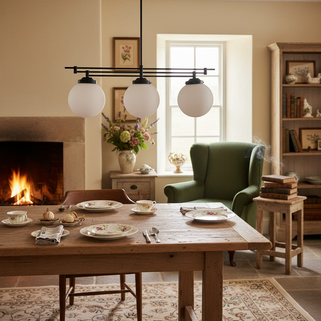 Glorica Glass Frosted Globe Pendant Light - Art Deco Hanging Light for Home